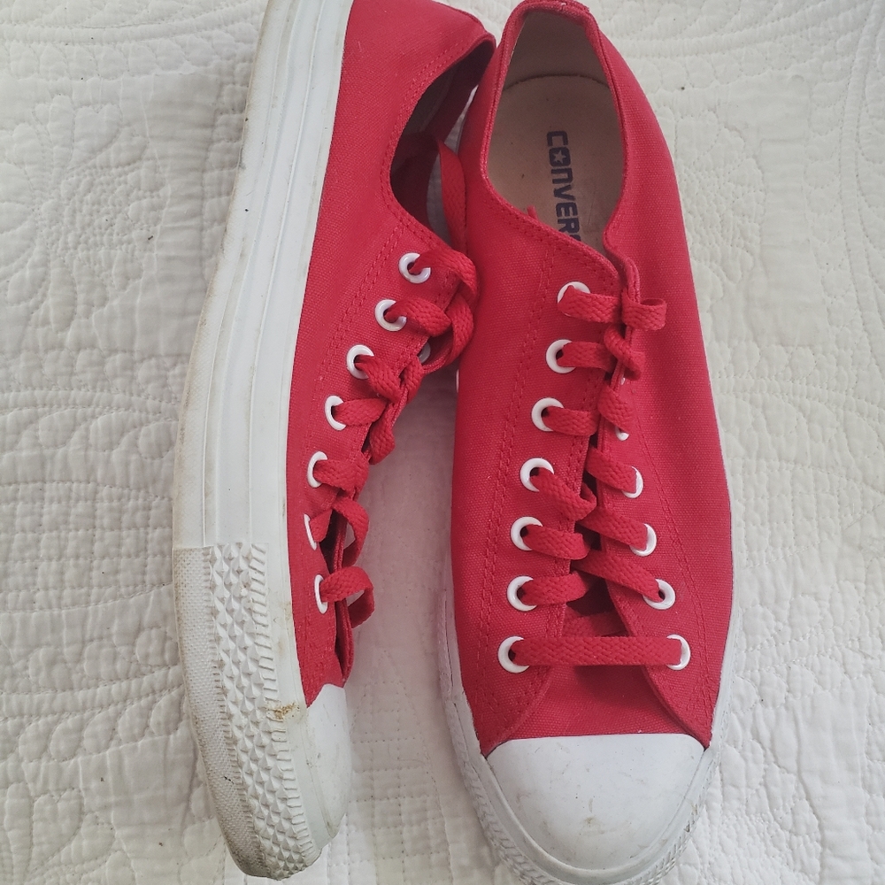 Converse Red and White Low-Top Sneakers